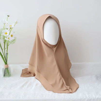 Chiffon Hijab Jersey Hijabs for Women Turban Malay Pullover Headgear Double Layer Solid Color Headscarf Bonnet Hijab Turbante