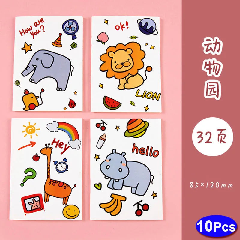 10Sets Retro Small Notebooks Kawaii A7 Blank Mini Cute Planner Diary Note Notepad Aesthetic Journal Kids Stationery Agenda Thing