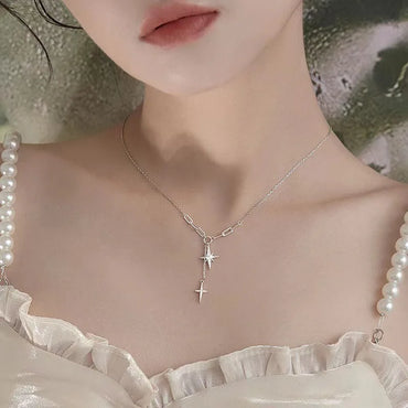 Trend Fesyen Baharu Reka Bentuk Unik Multilayer Pentagram Love Drop Loket Kalung untuk Perhiasan Wanita Hadiah Premium Parti 