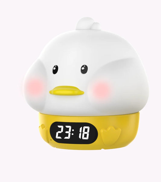 Lampu Malam Jam Penggera Digital Itik Comel Jam Meja Elektronik Bilik Tidur Jam Meja Tepi Katil untuk Kanak-kanak Hiasan Bilik Pemasa Kecil