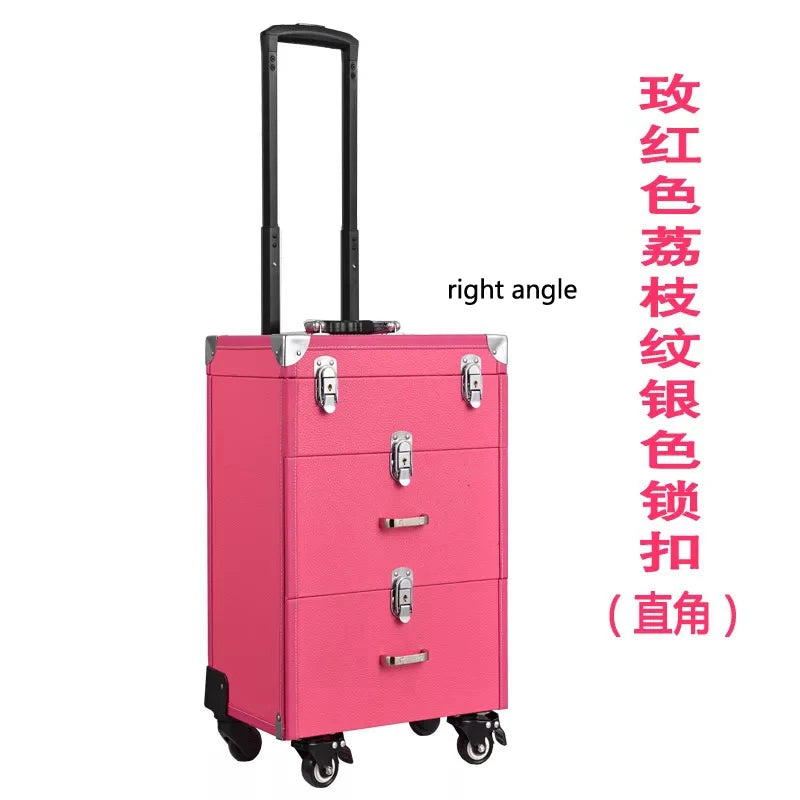 NEW Trolley luggage large Multi-layer Beauty make up bag box Suitcase capacity manicure Cosmetic case multifunct Rolling Luggage