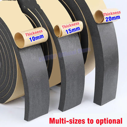 10M Rubber Sponge Seal Strip Door Window Seal Strip Self Adhesive Soundproof Anti-collision Tape Wall Insulation Acoustic Foam