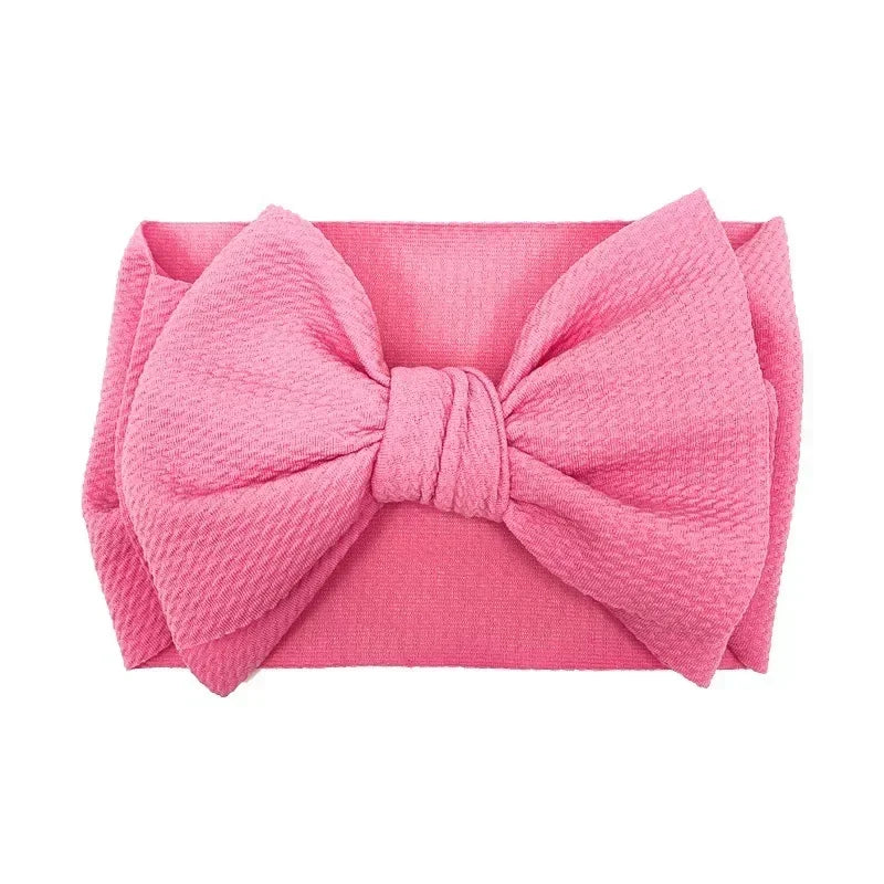 Fashion Handmade Bowknot Elastic Wide Hairband Toddler Solid Color Big Bows Headband Baby Girls Headwear Holiday Gifts