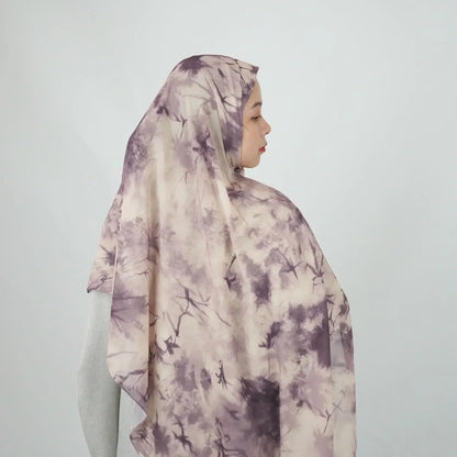 New Ink Tie Dye Chiffon Hijab Fog Surface Sandblasting Islamic Clothing Tree Shadow Impression Muslim Fashion Turbans for Women