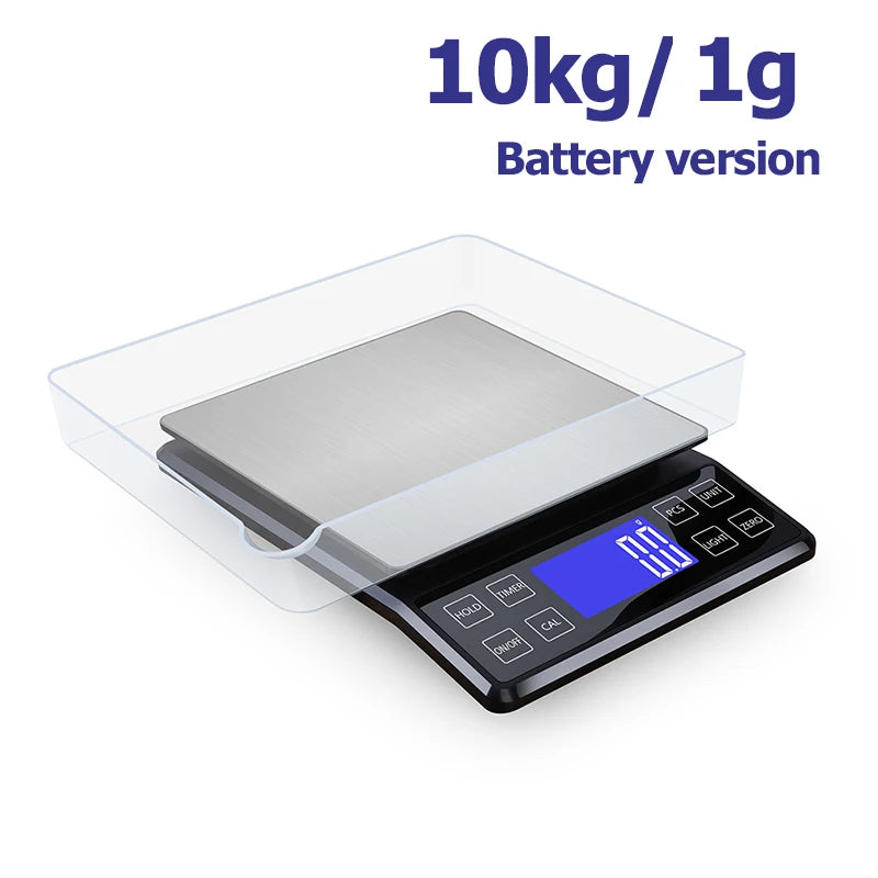 High Precision Kitchen Scale 3kg/5kg/10kg 0.1g Household Food Coffee Balance Waterproof Electronic Scales 50g Weights Scale Pan