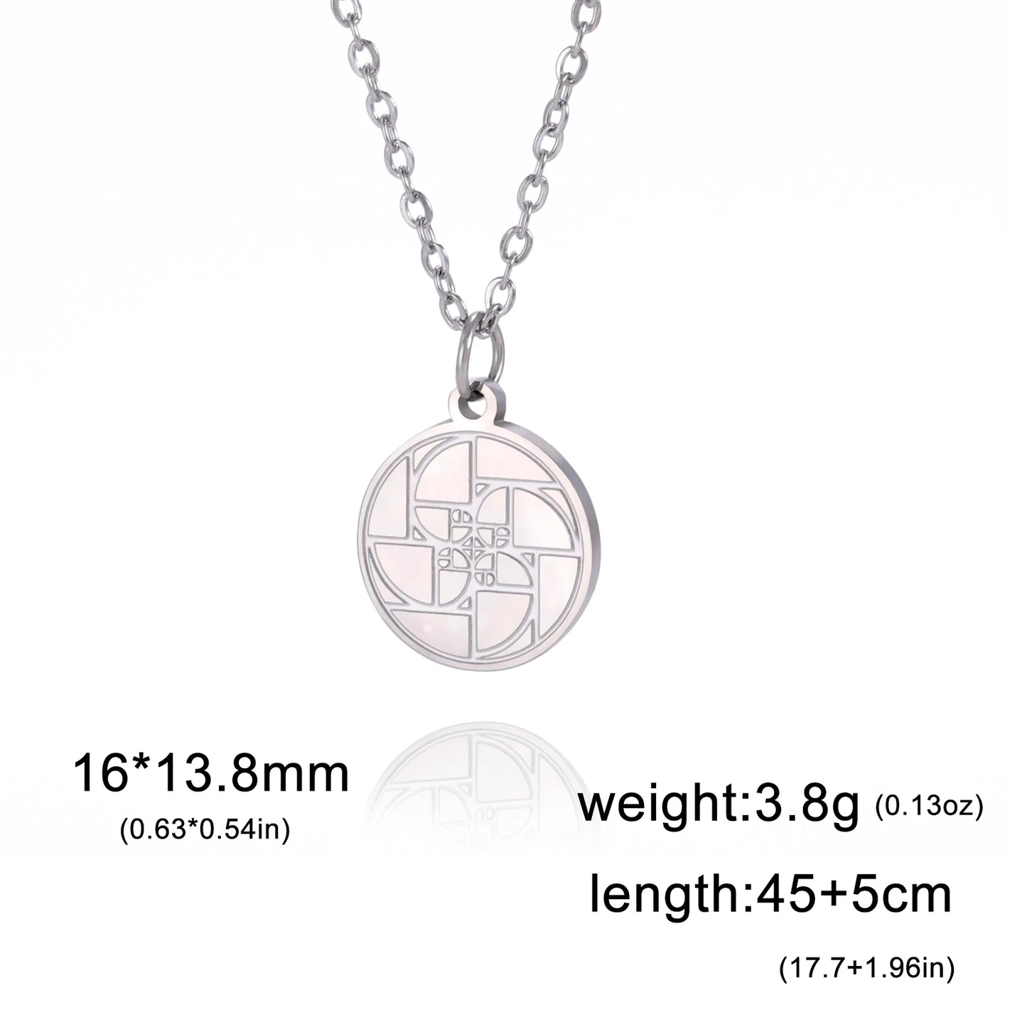 Geometry Circle Triangle Fibonacci Spiral Pendant Necklace Golden Ratio Hollow Stainless Steel Women Choker Necklace Jewelry