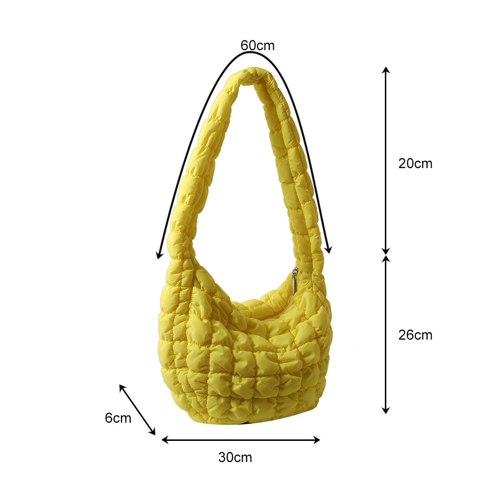 Beg Selempang Berlapis Empuk Baharu untuk Wanita Beg Bahu Awan Berlipat Bubbles Beg Tangan Berbentuk Baldi Tote Besar Beg Tangan Ruched 