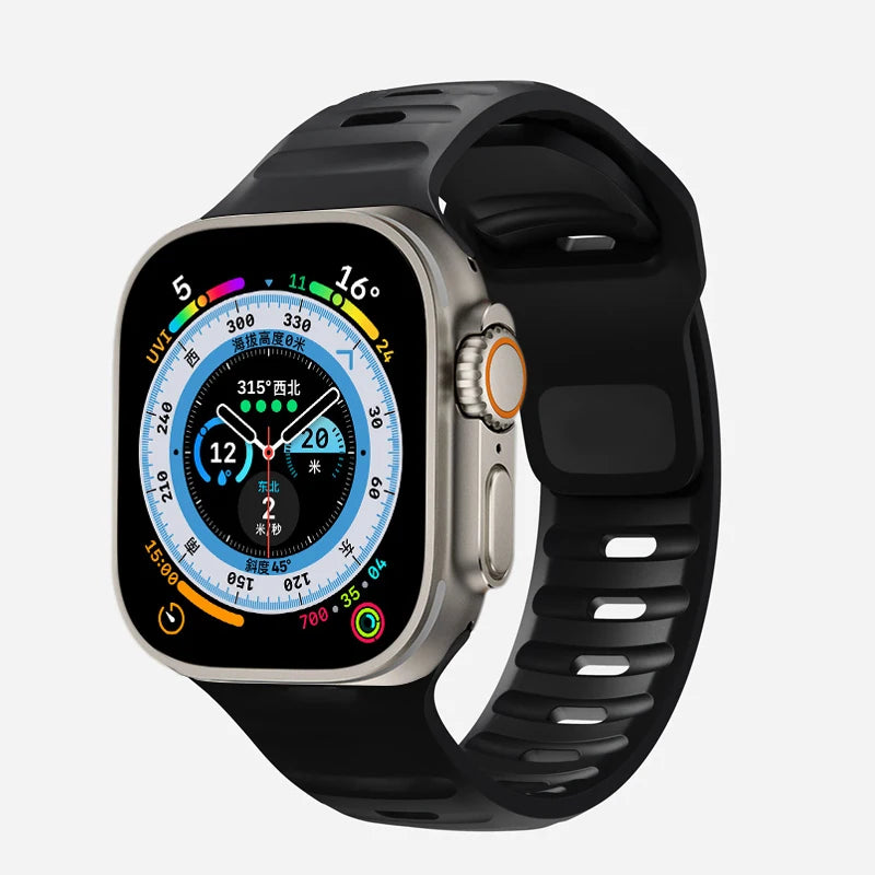 Tali Silikon Asli Baru untuk Jam Tangan Apple Ultra 49mm Gelang Sukan Siri iWatch 9 8 7 45mm 41mm 6 5 4 3 SE2 44mm 40mm Band 