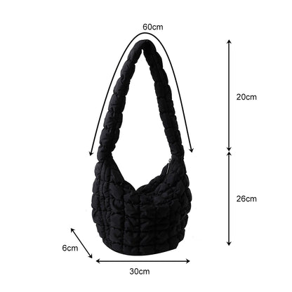 Beg Selempang Berlapis Empuk Baharu untuk Wanita Beg Bahu Awan Berlipat Bubbles Beg Tangan Berbentuk Baldi Tote Besar Beg Tangan Ruched 