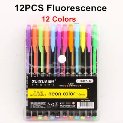 12Pcs/Set Ballpoint Pen Set Glitter Gel Pens For School Office Adult Coloring Book Journals Drawing Doodling Art Markers Gel Pen