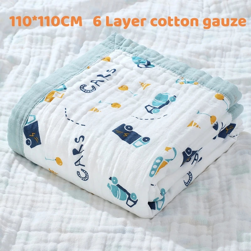 Newborn Baby Bath Towel Muslin 100% Cotton 6 Layer Gauze Skin-friendly Infant Washcloth Bathrobe Baby Wrap Blanket Shower Towel