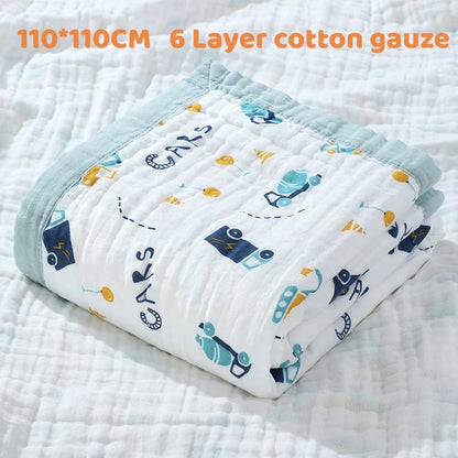 Newborn Baby Bath Towel Muslin 100% Cotton 6 Layer Gauze Skin-friendly Infant Washcloth Bathrobe Baby Wrap Blanket Shower Towel