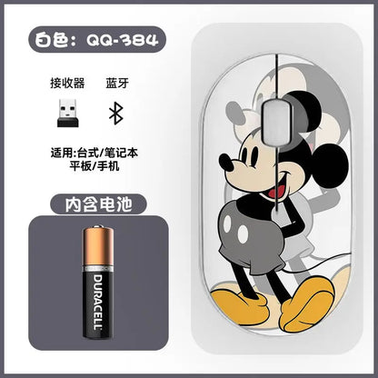 Disney Kawaii Mickey Mouse and Minnie Wireless Bluetooth Mouse Cute Cartoon USB Bluetooth Dual Mode Super Silent Home Laptop