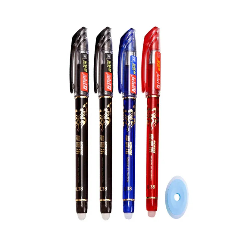 Set pen gel boleh dipadam 0.5 mm Pen mata mata kawaii biru mata halus untuk menulis Alat Tulis Korea Perlengkapan sekolah pejabat