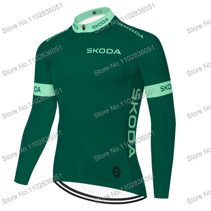 2024 Spain Tour Cycling Jersey Long Sleeve Men TDF Red Green Cycling Clothing Bicycle Tops Road Bike Wear Shirts MTB Uniform