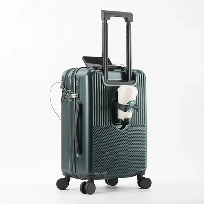 New Front Open Luggage Rolling Trolley Suitcase TSA Lock Silent Spinner Wheel USB Charging Carry-On Cabin Travel 20/24/26 Inch