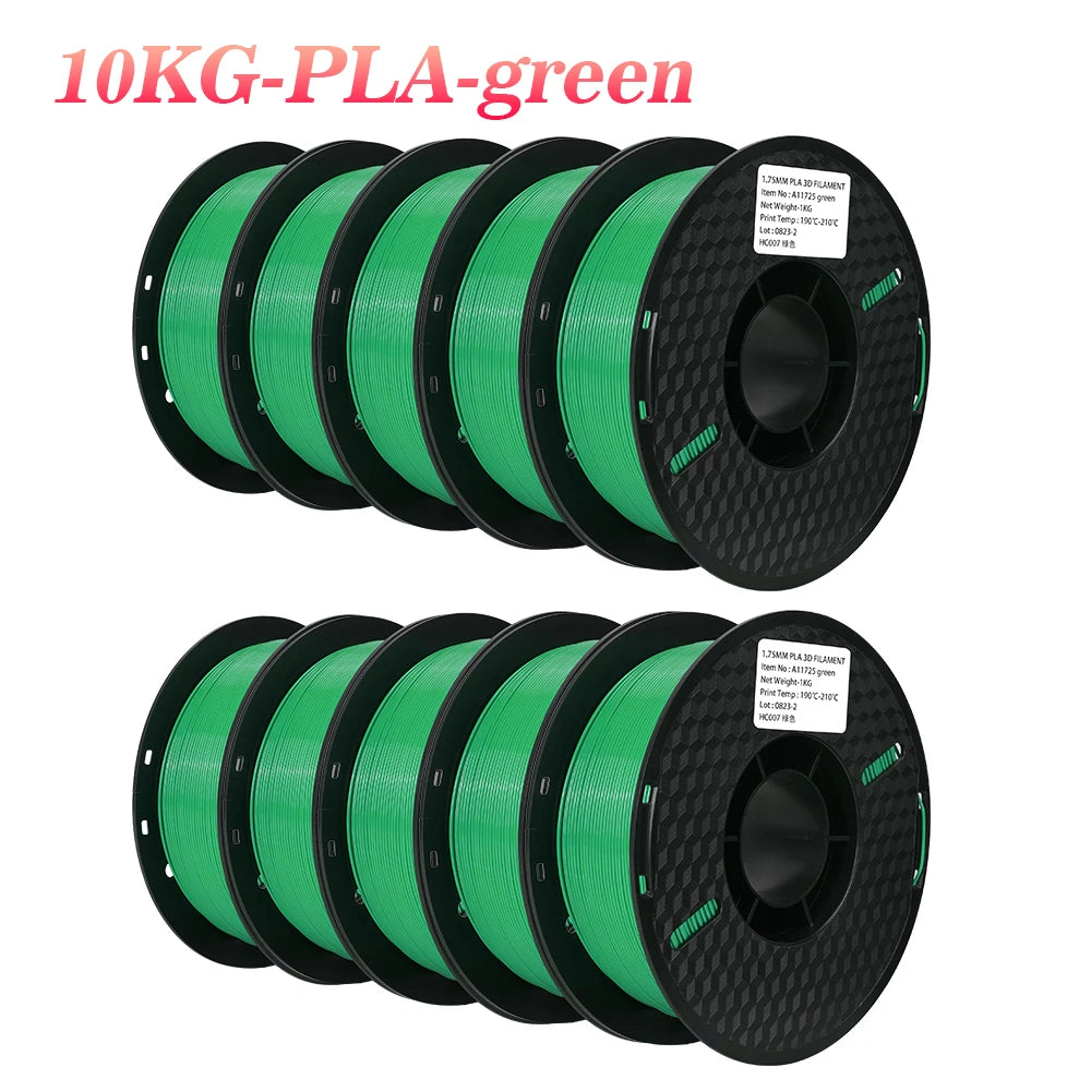 Filamen PLA 10KG PETG Filamen 3d 1.75mm Untuk Filamen Pencetak 3D 10gulung/set Warna dan bahan campuran FDM Printing Fast Ship