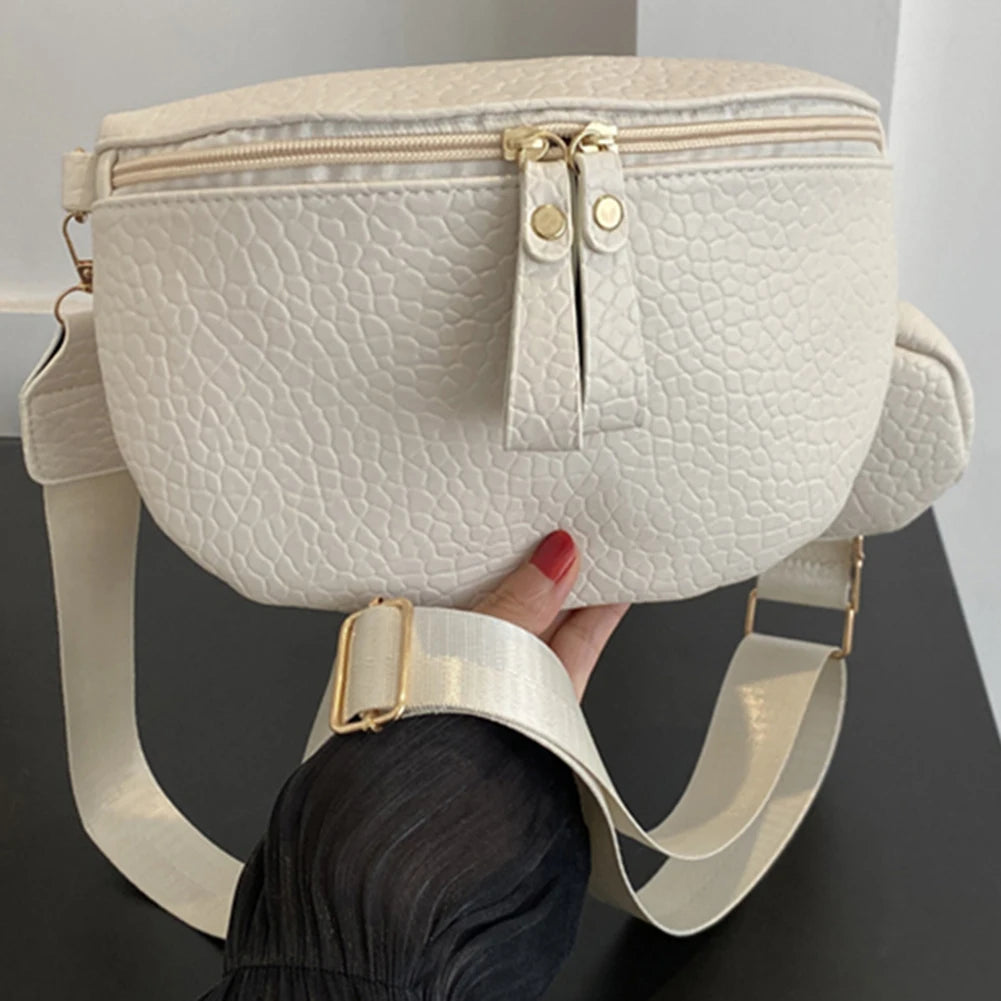 Vintage Chest Bag for Women Bucket Bag PU Leather Shoulder Bag Waist Fanny Pack Large Designer Crossbody Bag Female Bum Belt Bag