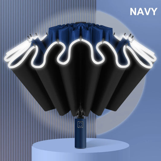 16Ribs Men Women Umbrella Large Windproof Reflective Stripe Reverse Automatic Umbrellas Sun Rain Luxury Business Car Travel