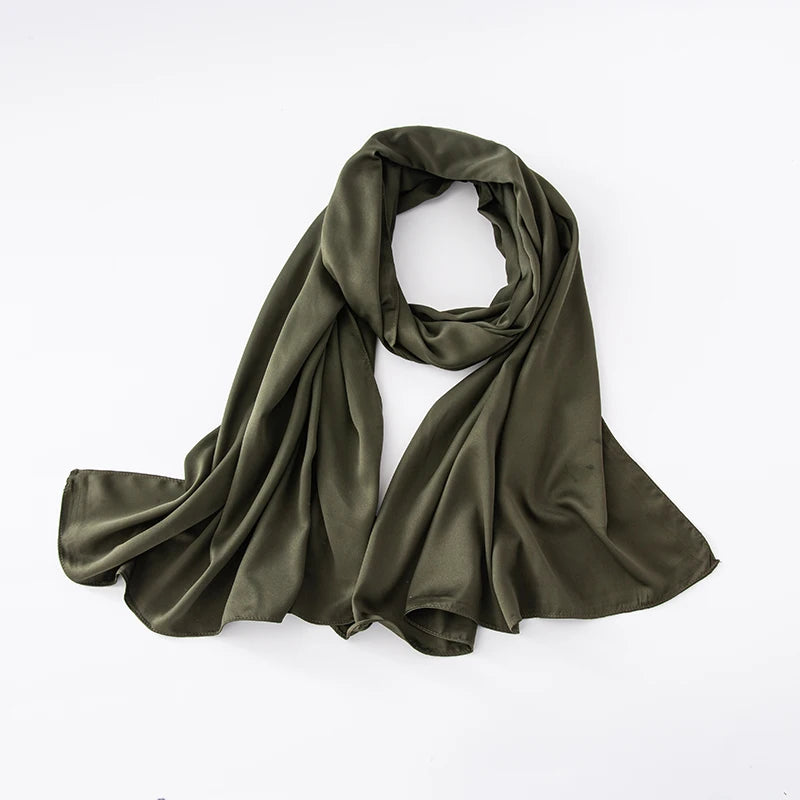 Cheap Plain Long Satin Polyester Scarves Matte Feeling Solid Women Scarf Soft Malaysia Women Shawl Big discount Muslim Hijab