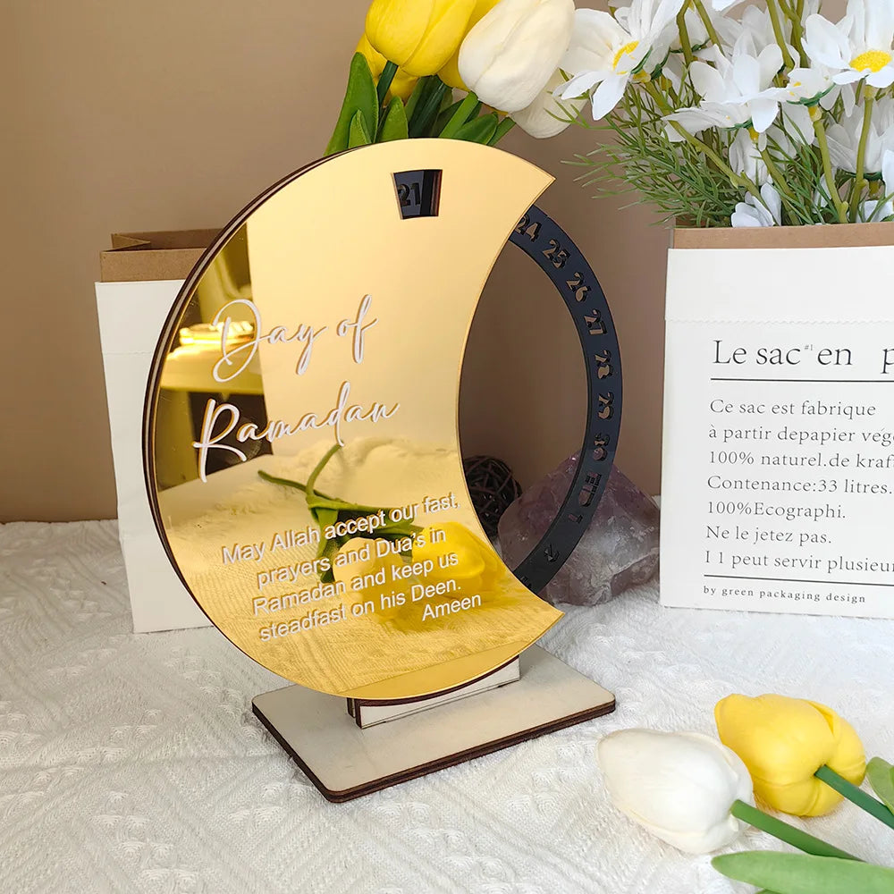 Rotating Eid Countdown Calendar  2024 Eid Celebrate Al Adha Gifts Ramadan Desktop Home Table Decro Acrylic Muslim Timer Calendar