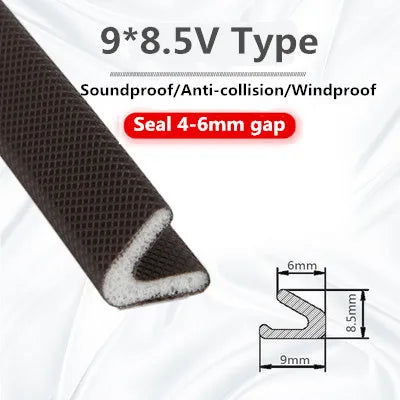 6M Self-adhesive Door Window Sealing Strip Dustproof Soundproof Foam Insulation V-type Weather Stripping Door Seal Gap Filler