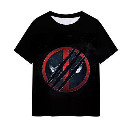 New Marvel Men's T-shirt Deadpool Wolverine 3D Printed Short Sleeve Fashion Oversized T-shirt Casual Street Trend Men's Clothing