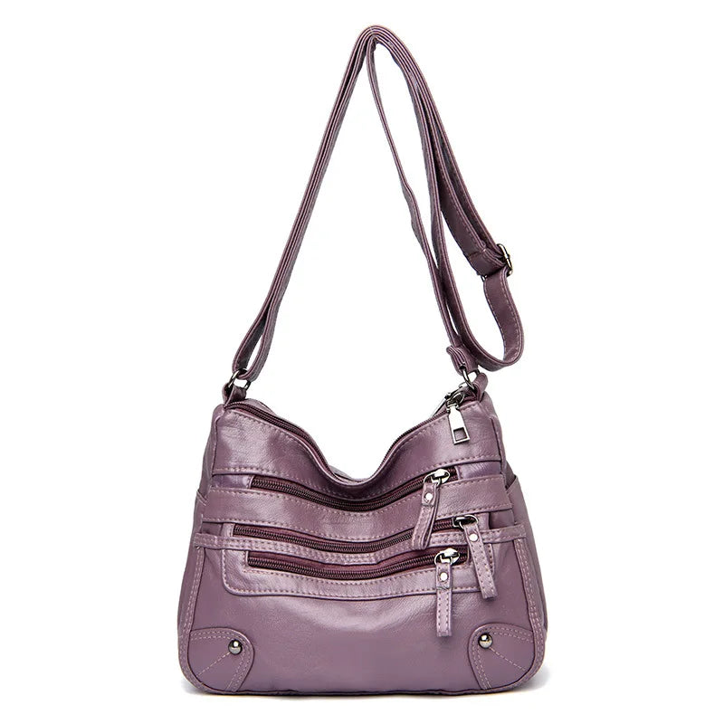 High Quality Women's Soft Leather Shoulder Bags Multi-Layer Vintage Crossbody Bag Luxury Designer Female Handbag and Purse