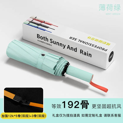 192Bone Super Strong Windproof Automatic Umbrella Sunshade Uv Protection Folding Sunproo Anti-Storm Large Size Reverse Rain Gear