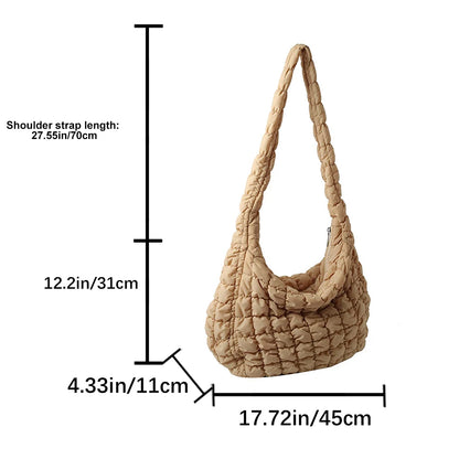 Beg Selempang Berlapis Empuk Baharu untuk Wanita Beg Bahu Awan Berlipat Bubbles Beg Tangan Berbentuk Baldi Tote Besar Beg Tangan Ruched 