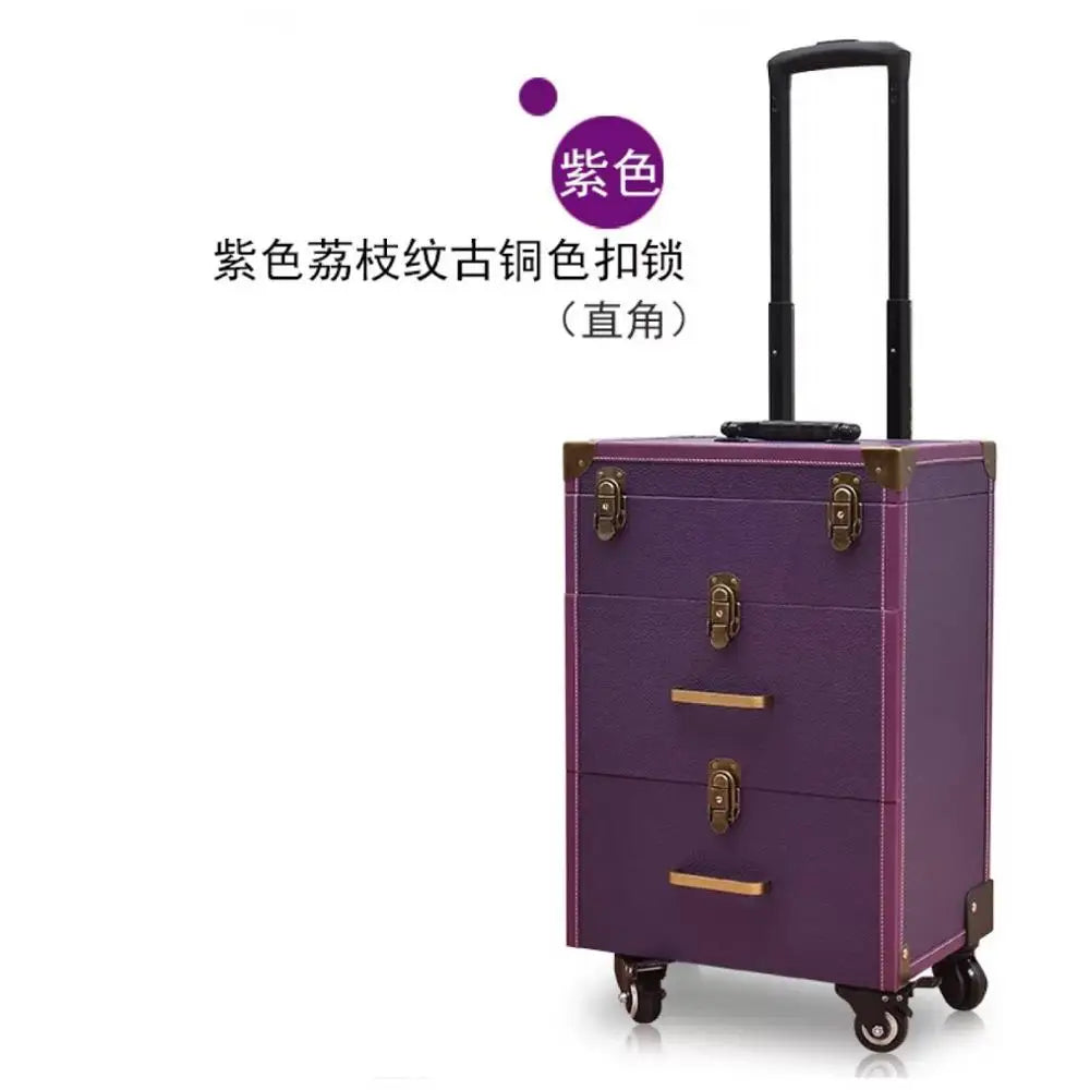 NEW Trolley luggage large Multi-layer Beauty make up bag box Suitcase capacity manicure Cosmetic case multifunct Rolling Luggage