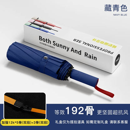 192Bone Super Strong Windproof Automatic Umbrella Sunshade Uv Protection Folding Sunproo Anti-Storm Large Size Reverse Rain Gear