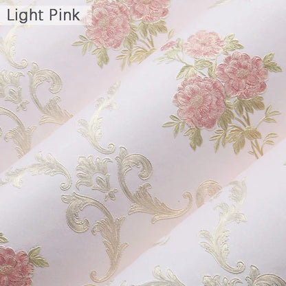 3D Self-Adhesive Wallpaper Floral Texture Embossed Wall Sticker Non-Woven Wallpaper Warm Bedroom Living Room Background Home Dec