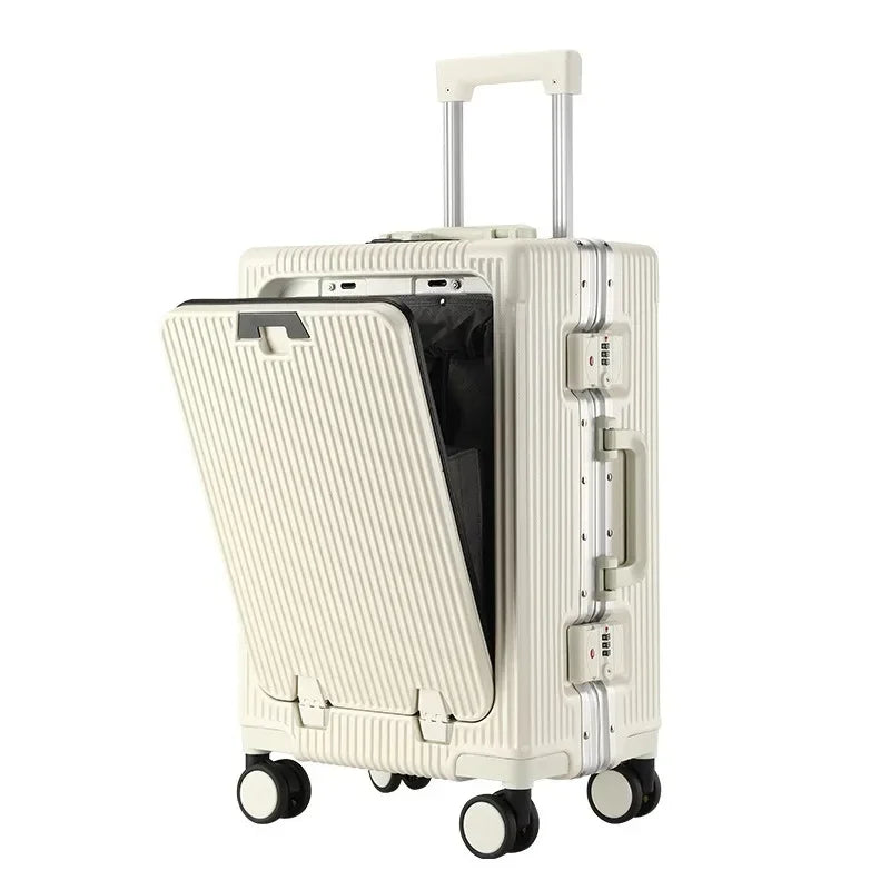 20/22/24/26/28'' Rolling Luggage Laptop Front Open Pocket Case Aluminum Frame Travel Trolley Suitcase Cabin Carry on Luggage Bag