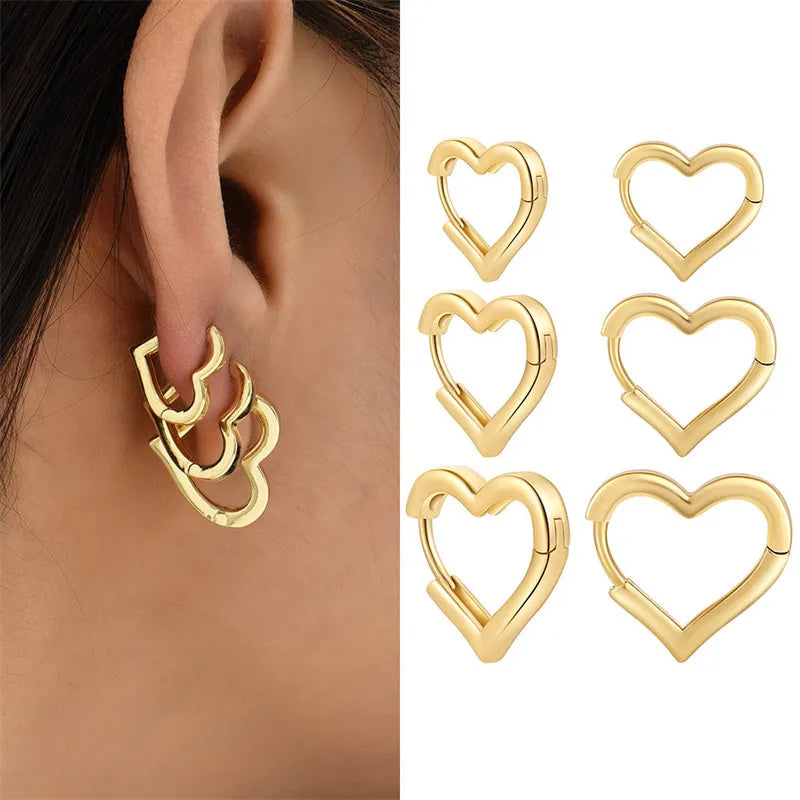 Gold Color Vintage Circle Hoop Earrings for Women Girls Simple Fashion Geometric Drop Earring Set New Trendy Jewelry Party Gifts