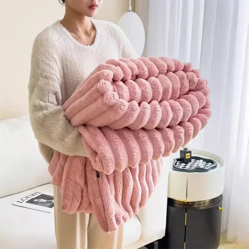 Soft Blanket Winter Warm Bedspread on The Bed Office Thicken Blankets INS Solid Color Sofa Cover Plaid Bedroom Decoration 담요