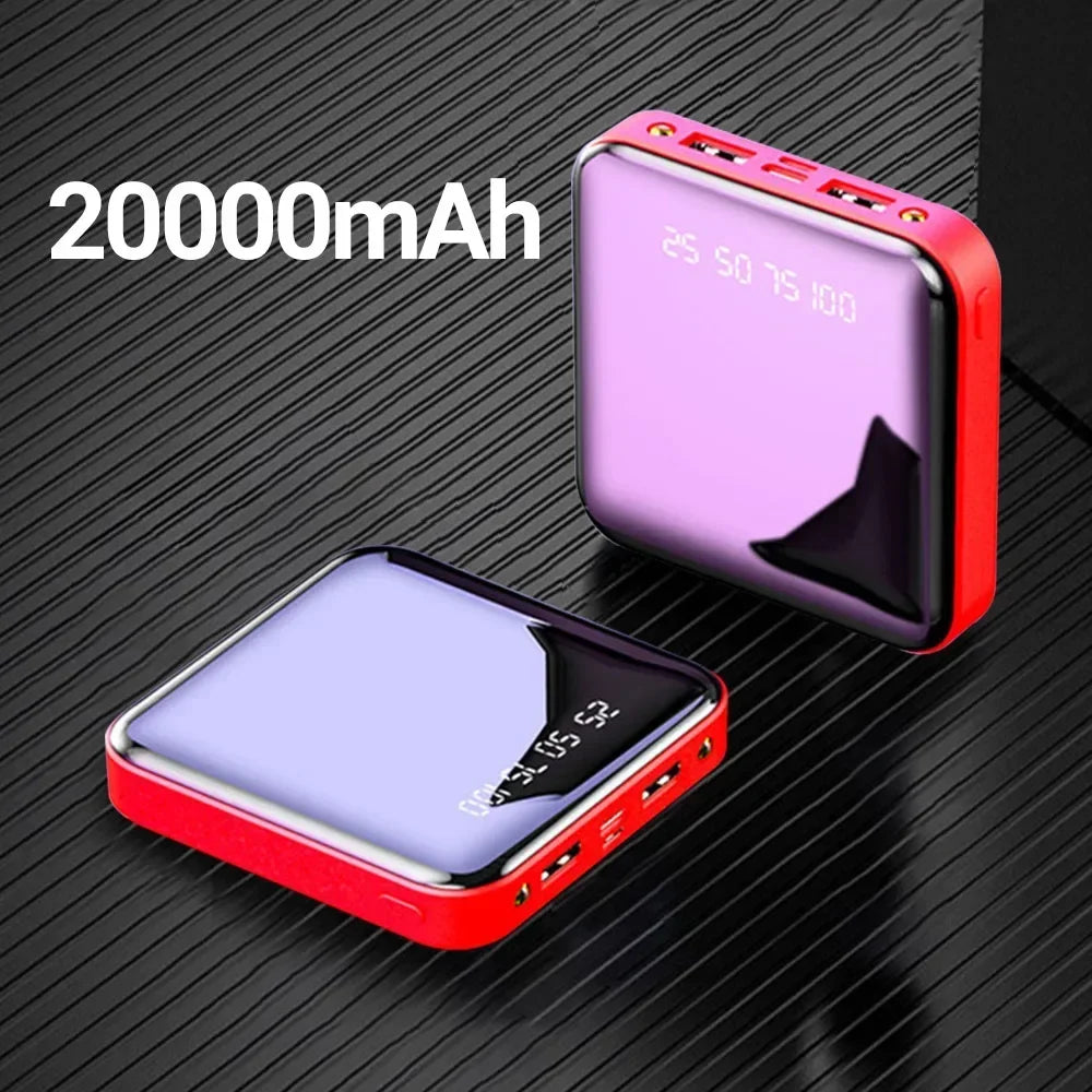 30000mAh Power Bank Portable Charging Poverbank Mobile Phone LED Mirror Back Power Bank External Battery Pack Powerbank