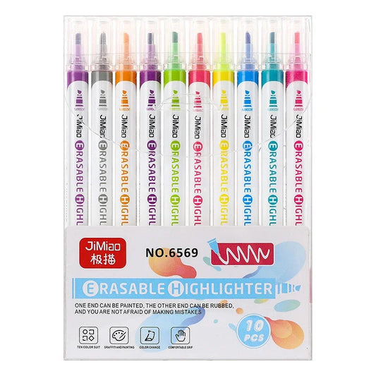 10Pcs/Set Erasable Highlighter Pen Highlighter Markers Back to School Stationery Office Supplies for Kids Students Drawing Gift