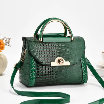 Beg Satchel Pemegang Atas Fesyen, Beg Crossbody Corak Buaya, Beg Tangan Elegan Wanita, Beg Bahu &amp; Dompet 