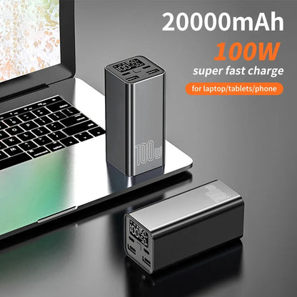 100W Power Bank 40000mAh 20000mAh with 22.5W PD Fast Charging Powerbank Portable Battery Charger For Smartphone Laptop Tablet