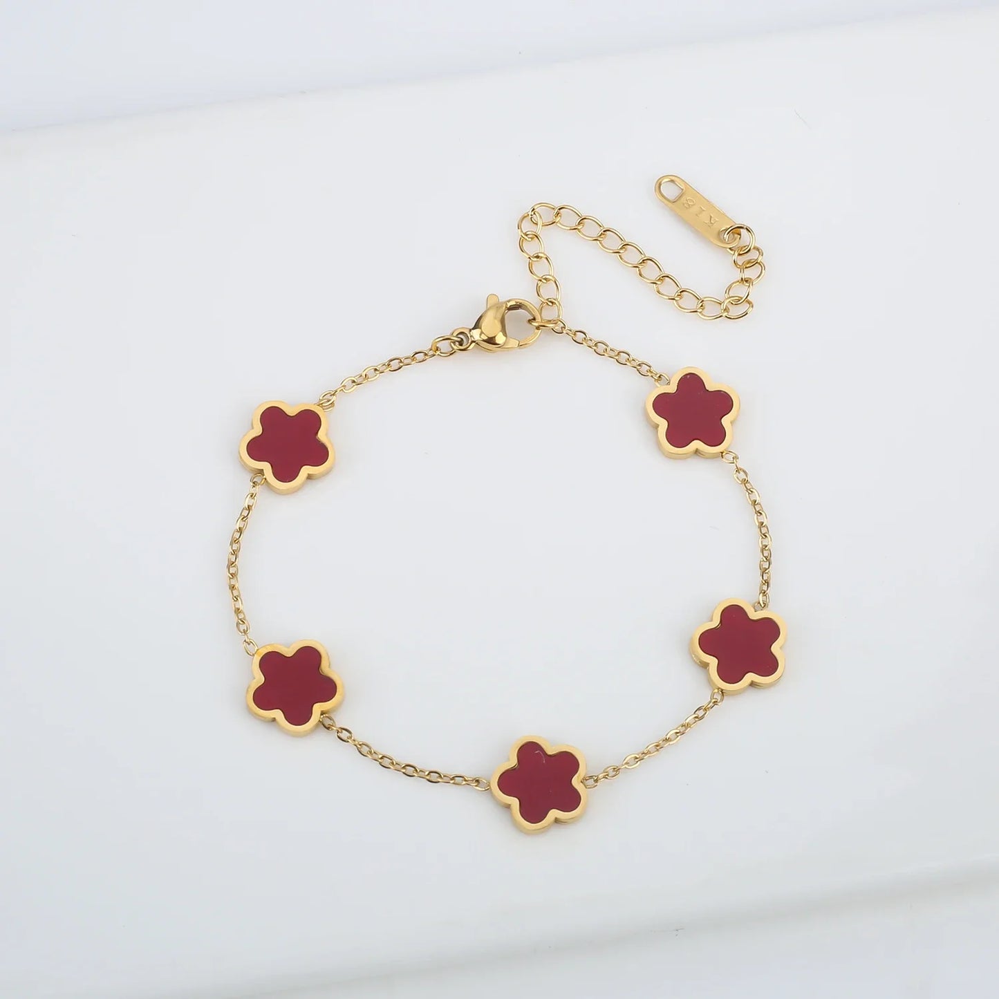 High Quality Delicate Stainless Steel Jewelry Plant Plum Flower Bracelet for Women 7 Color Clover Bracelet Gift