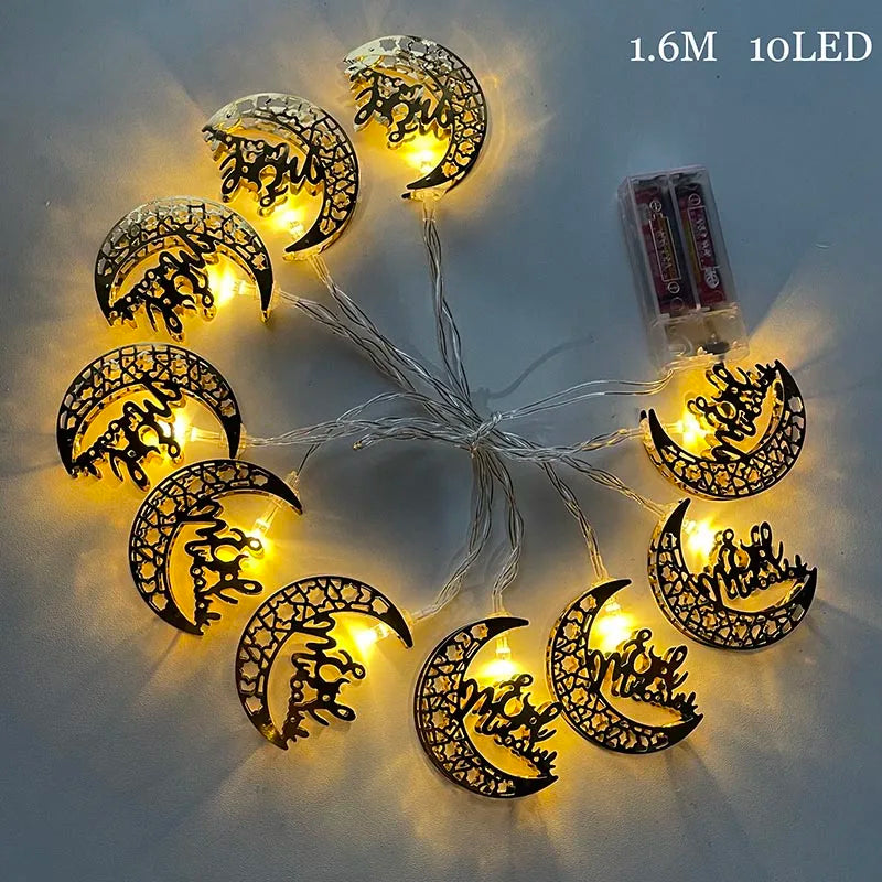 Ramadan Star Moon Castle Lampu Rentetan LED Eid Mubarak Hadiah Islam Muslim Ramadan Kareem Hiasan untuk Pesta Aidilfitri di Rumah 