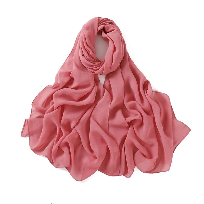 180*70cm New Muslim Chiffon Hijab Shawl Scarf Women Solid Color Head Wraps Women Hijabs Scarves Ladies Foulard Femme Muslim Veil