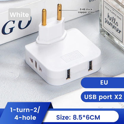 1pcs European Regulation 1 In 3 Convenient Rotary Plug Germany France Russia Spain Travel Lightweight Universal EU Adapters