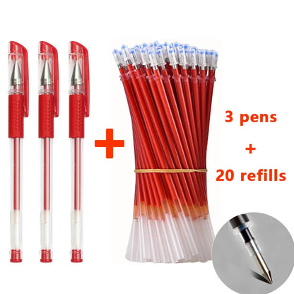 0.5mm Gel Pens Set Black Blue Red Refills Ballpoint Pens Bullet Tip School & Office Supplies Stationery Kawaii Accessories