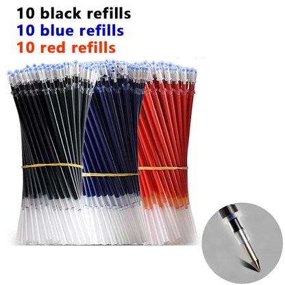 0.5mm Gel Pens Set Black Blue Red Refills Ballpoint Pens Bullet Tip School & Office Supplies Stationery Kawaii Accessories