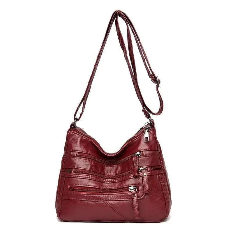 High Quality Women's Soft Leather Shoulder Bags Multi-Layer Vintage Crossbody Bag Luxury Designer Female Handbag and Purse