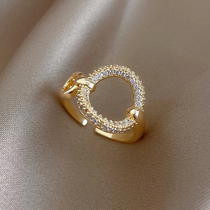 Cincin Pembukaan Berongga Tidak Teratur Untuk Wanita Keluli Tahan Karat Warna Emas Cincin Geometrik Fesyen Hadiah Barang Kemas Krismas Parti Simple 