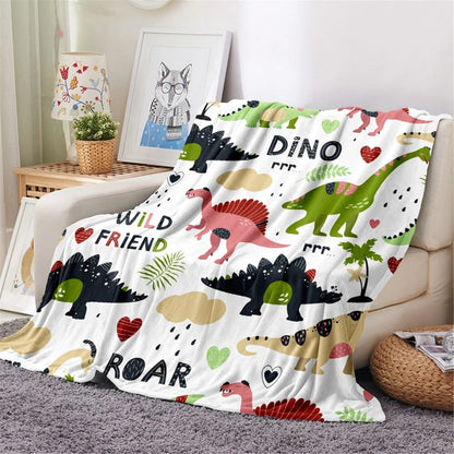 KACISSTY Cartoon Dinosaur Baby Blanket Soft Flannel Throw Blanket for Chair Travel Camping Kids Adults Bed Couch Cover 5 Size