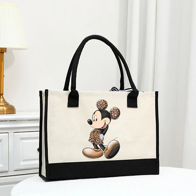 Disney Mickey Women Handle Tote Beach Bag Handbag Simple Wedding Large Capacity Shoulderbag Shopper Picnic Beach Gift Bags